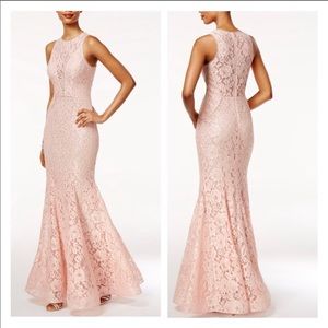 Blush Lace Mermaid Formal Dress